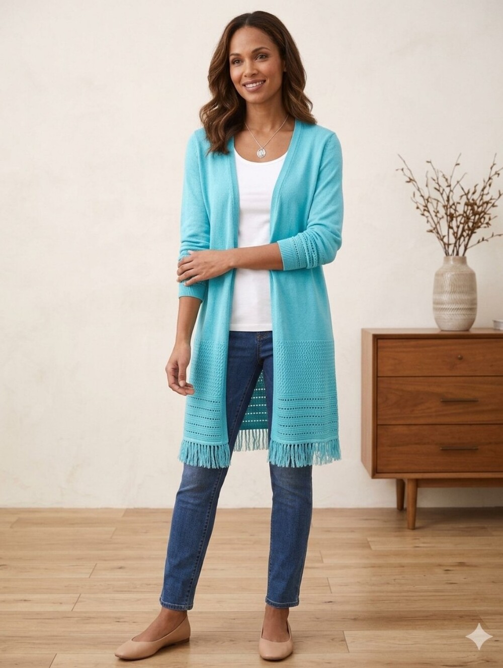 Talbots Open Front Sweater Cardigan Long Sz M